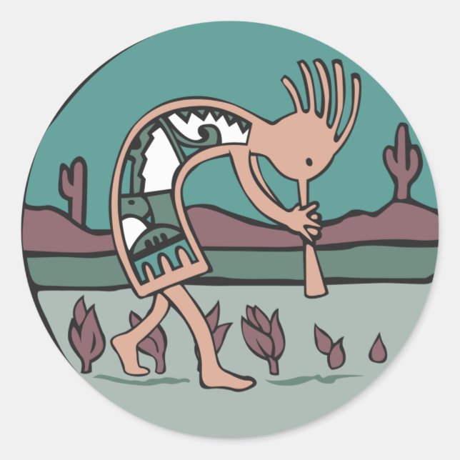 Kokopelli Runder Aufkleber (Vorderseite)