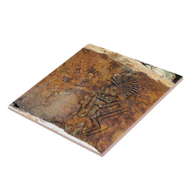 Kokopelli Saxaphone Spieler-Petroglyphe Fliese (Seite)