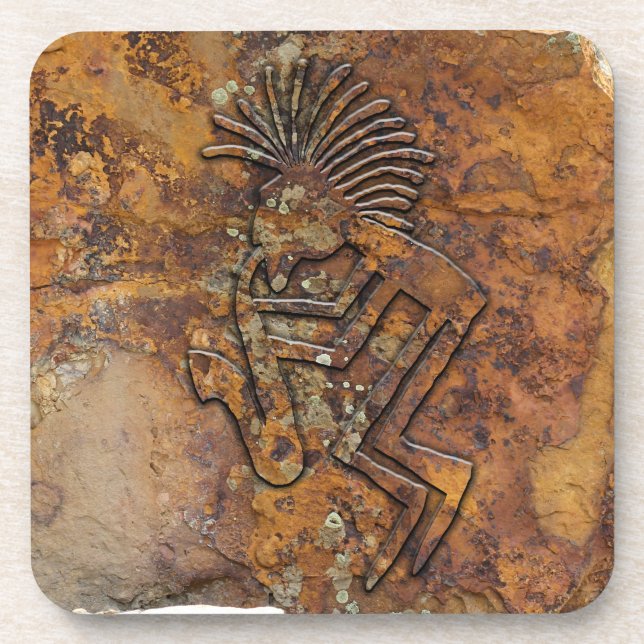 Kokopelli Saxaphone Spieler-Petroglyphe Untersetzer (Vorderseite)