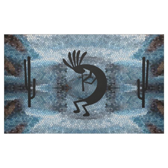 Kokopelli Southwest Desert Mosaic Blue DIY Stoff (Fat Quarter (45,7 x 55,9 cm))