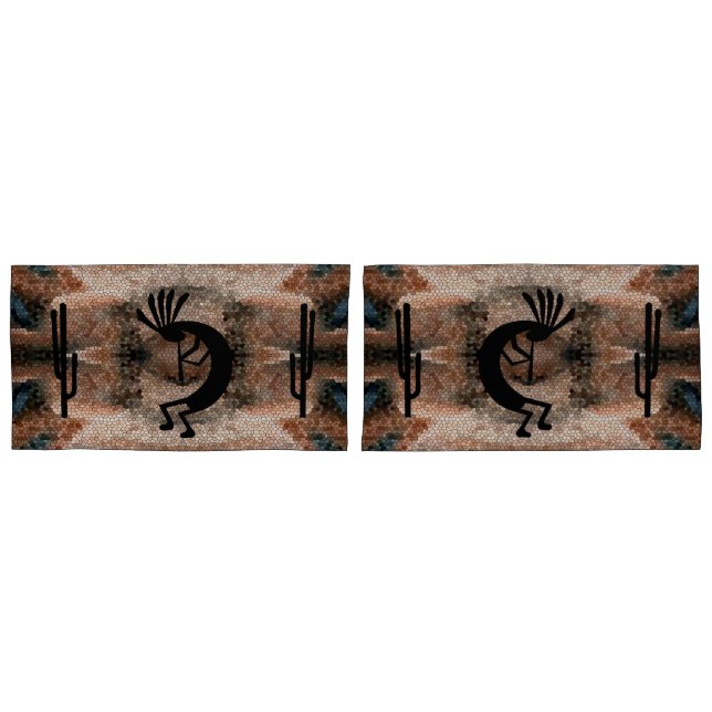Kokopelli Southwest Desert Mosaic King Set Kissenbezug (Vorderseite-Set)
