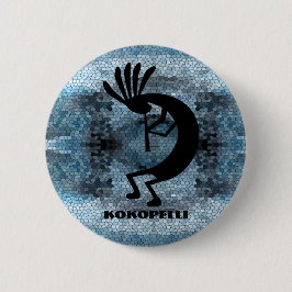 Kokopelli Southwest Wüste Mosaic Blue Button