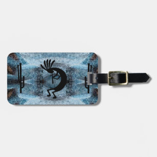 Kokopelli Southwest Wüste Mosaic Blue Gepäckanhänger