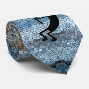Kokopelli Southwest Wüste Mosaic Blue Neck Tie Krawatte