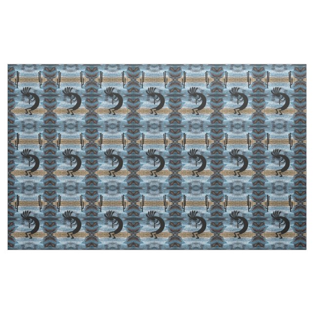 Kokopelli Southwest Wüste Mosaic Blue Stoff (Yard (91,4 cm))