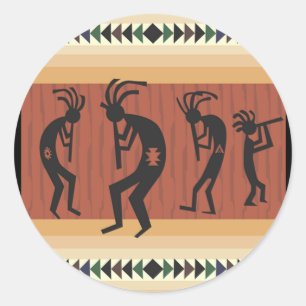 Kokopelli-Stammesdesign Runder Aufkleber