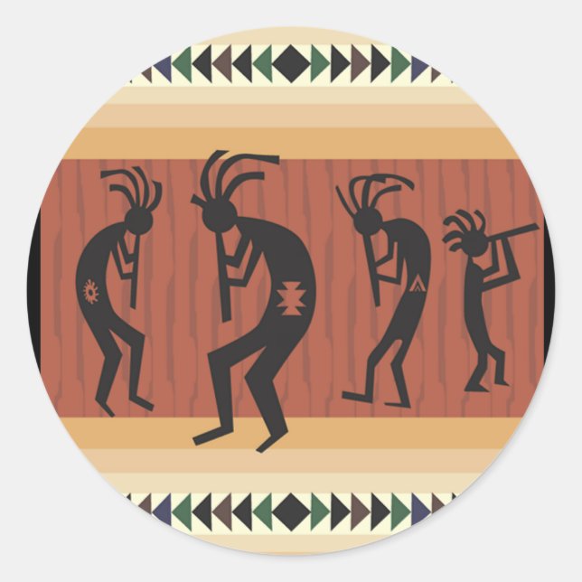 Kokopelli-Stammesdesign Runder Aufkleber (Vorderseite)