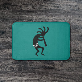 Kokopelli Südwest Aquamarin und schwarz Badematte