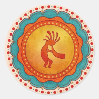 Kokopelli Südwest inspiriert Runder Aufkleber