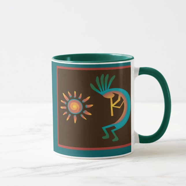 Kokopelli Südwest Türkis Brown Coffee Mugs Tasse (Rechts)