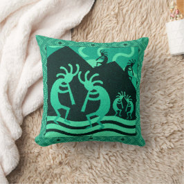 Kokopelli Südwest Türkis und Schwarz Kissen