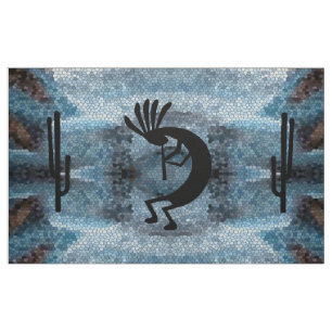 Kokopelli Südwest-Wüste Mosaic Blue DIY Stoff