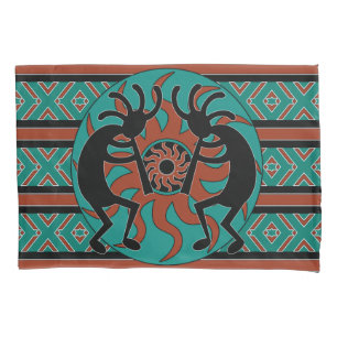 Kokopelli Südwestentwurfs-Türkis Kissenbezug