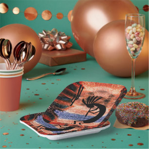 Kokopelli Südwestwüste Landschaft 7" Pappteller