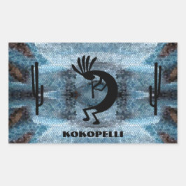 Kokopelli Südwestwüste Mosaik 2 Rechteckiger Aufkleber