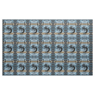 Kokopelli Südwestwüste Mosaik Blau Stoff