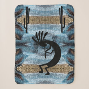 Kokopelli Südwestwüste Mosaik Blauer Kleiner Sherpadecke