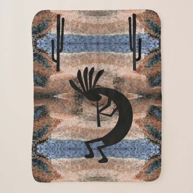 Kokopelli Südwestwüste Mosaik Klein Sherpadecke (Vorderseite)
