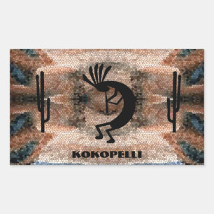 Kokopelli Südwestwüste Mosaik Rechteckiger Aufkleber