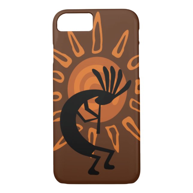 Kokopelli Sun Rustic Brown Case-Mate iPhone Hülle (Rückseite)
