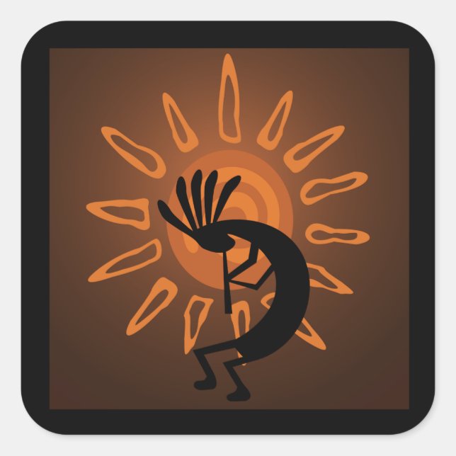Kokopelli Sun Southwest Rustic Brown Sticker (Vorderseite)