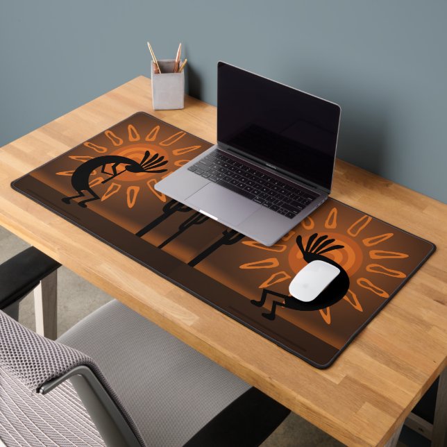 Kokopelli Sun Südwest Rustic Bronzed Brown Schreibtischunterlage (Büro 2)