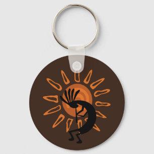 Kokopelli Sun Südwest Rustic Brown Schlüsselanhäng Schlüsselanhänger