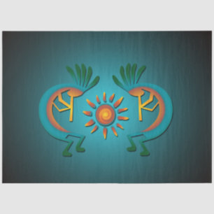 Kokopelli Sun Südwest Türkis Decoupage 2 Seidenpapier