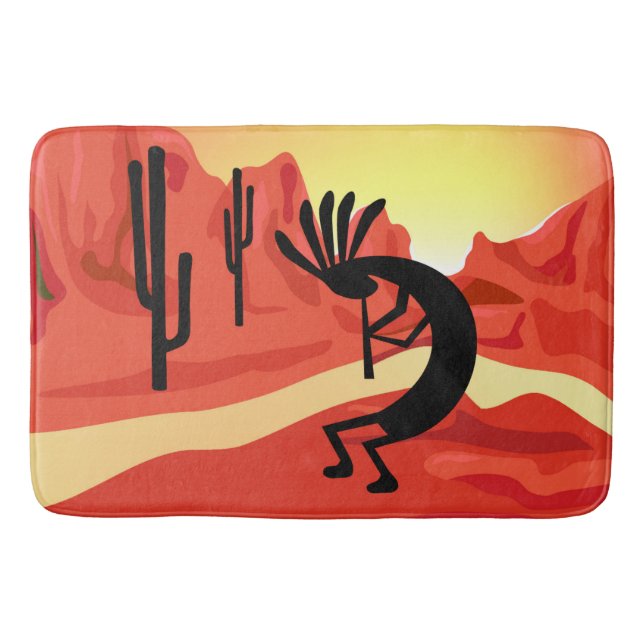 Kokopelli Sunset Wüste Landschaft Bath Mat Badematte (Vorderseite)