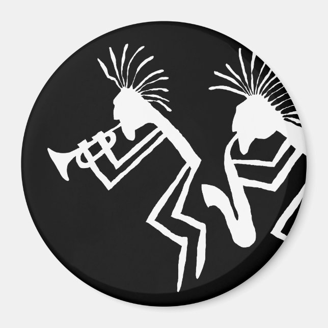Kokopelli Trompeters-Petroglyphe Magnet (Vorne)
