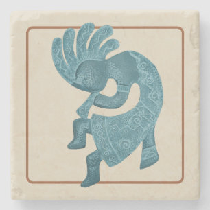 Kokopelli, türkisfarben, im Südwesten Steinuntersetzer