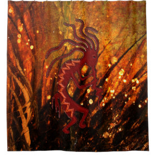 Kokopelli und Fireflys südwestlicher Duschvorhang