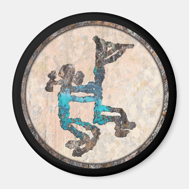 Kokopelli und Frau Petroglyph Magnet (Vorne)