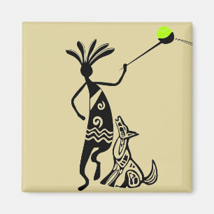 Kokopelli und Hund Magnet