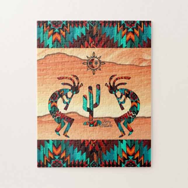 Kokopelli und Kakteen (Vertikal)
