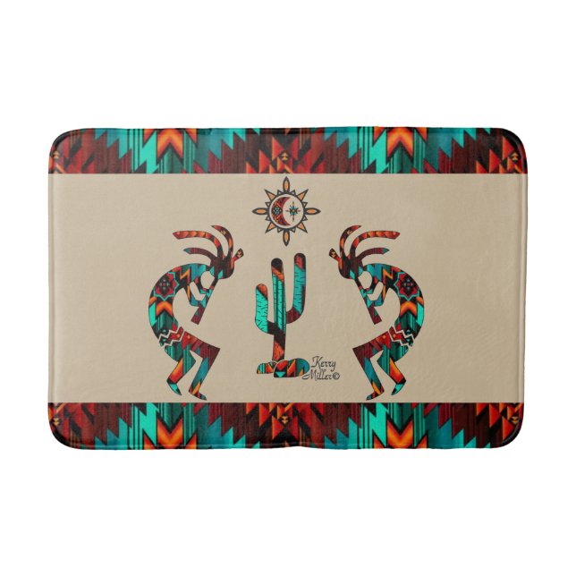Kokopelli und Kakteen Badematte (Vorderseite)
