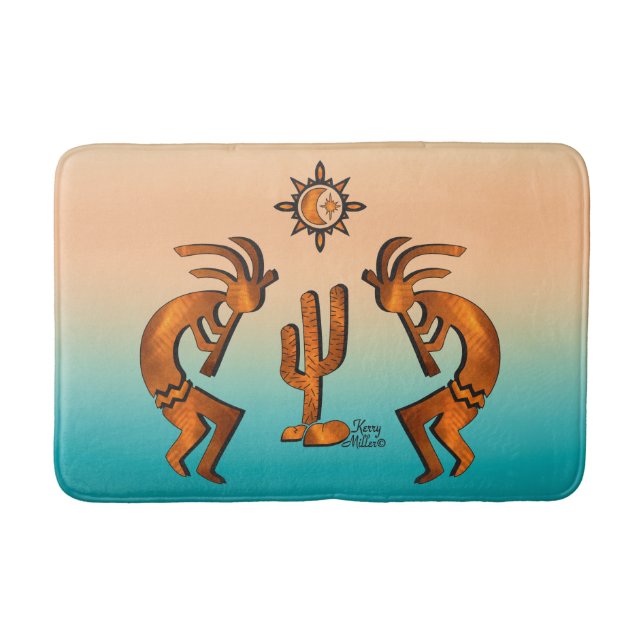 Kokopelli und Kakteen Badematte (Vorderseite)