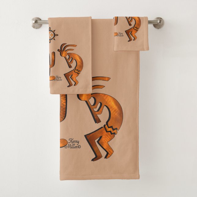 Kokopelli und Kakteen Badhandtuch Set (Insitu)