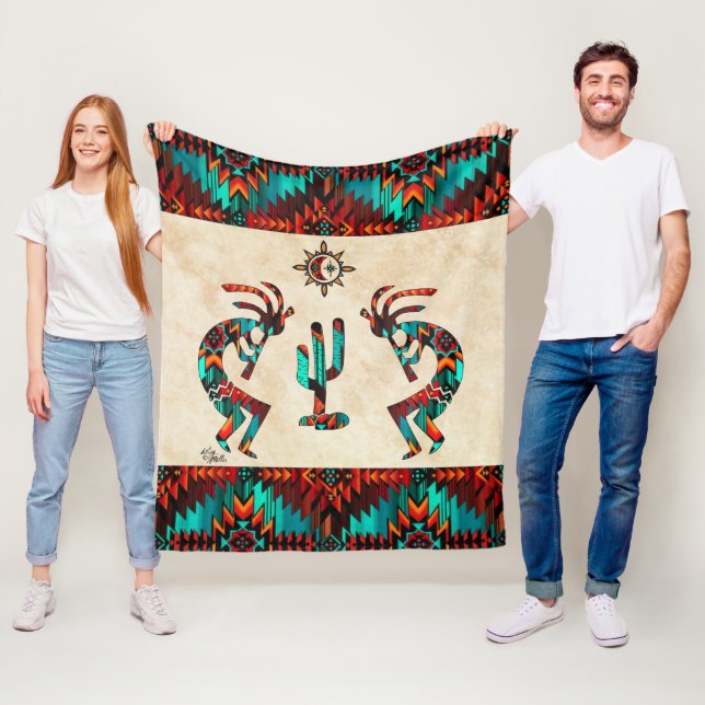 Kokopelli und Kakteen Fleecedecke (Beispiel)