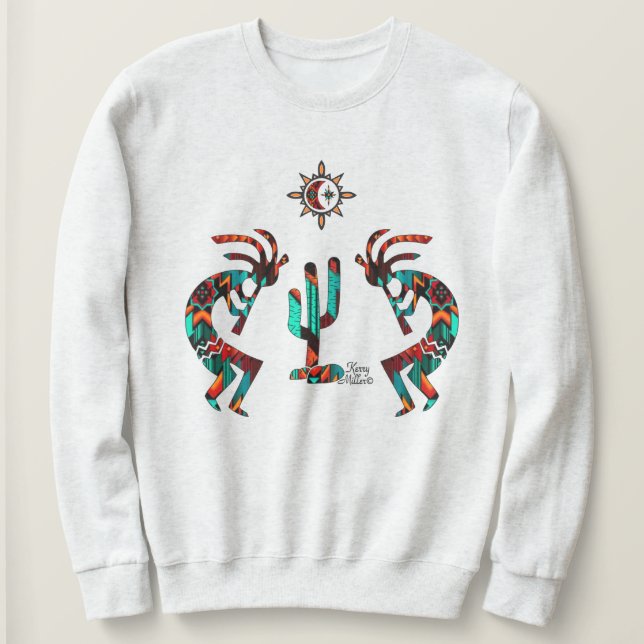 Kokopelli und Kakteen Sweatshirt (Design vorne)