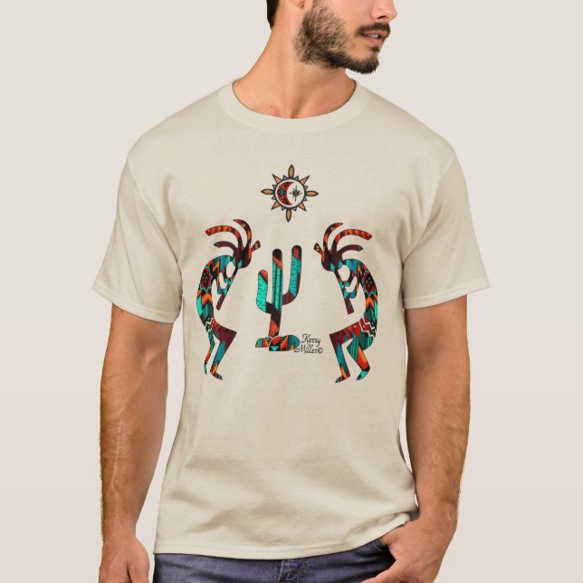 Kokopelli und Kakteen T-Shirt (Vorderseite)
