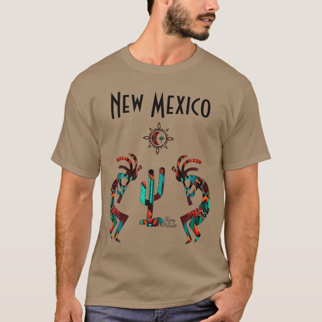 Kokopelli und Kakteen T-Shirt (Vorderseite)