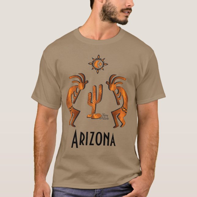 Kokopelli und Kakteen T-Shirt (Vorderseite)