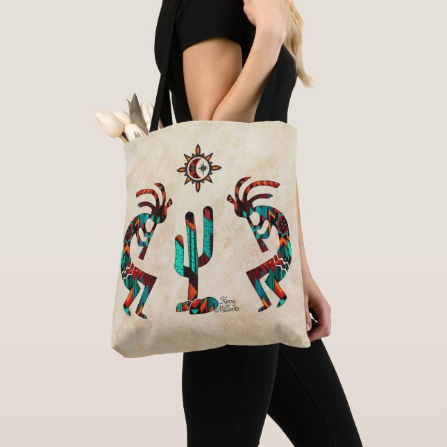 Kokopelli und Kakteen Tasche (Von Nahem)