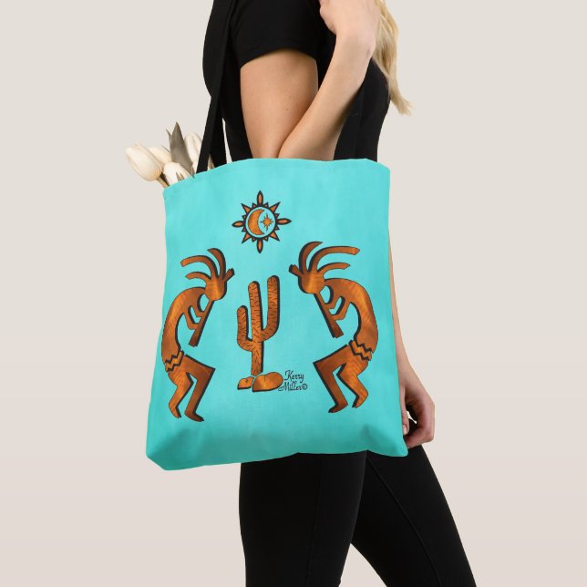 Kokopelli und Kakteen Tasche (Von Nahem)