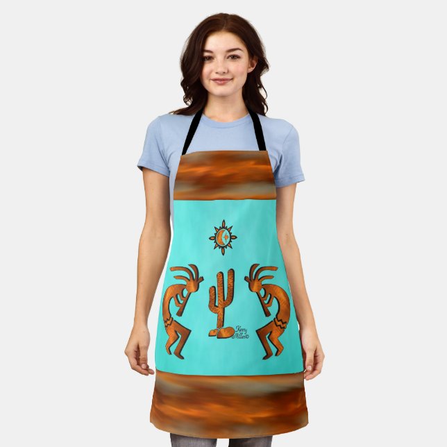Kokopelli und Kaktus-Schürze Schürze (Getragen)