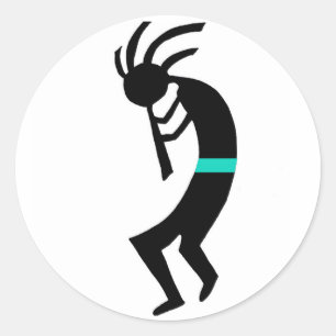 Kokopelli -- Ureinwohner-Flötenspieler Runder Aufkleber