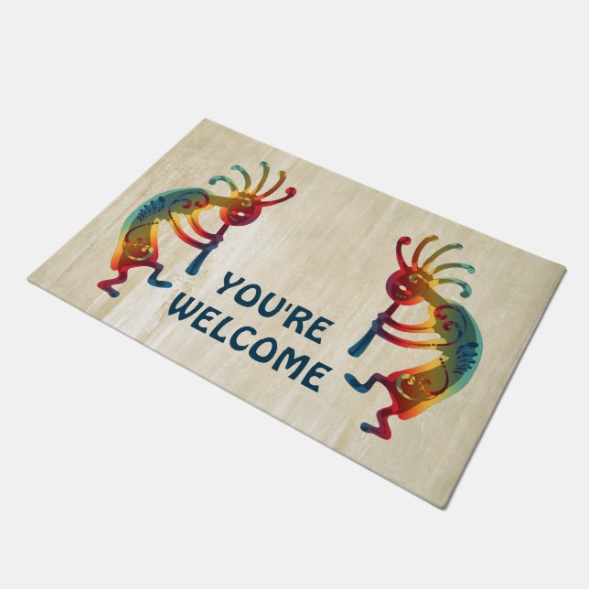 KOKOPELLI verziert I u. II + Ihre Ideen Fußmatte (Schrägansicht)