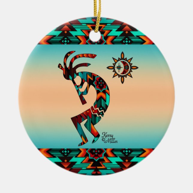 Kokopelli Weihnachtsdekoration Keramik Ornament (Vorne)