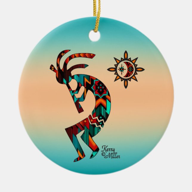 Kokopelli Weihnachtsdekoration Keramik Ornament (Vorne)